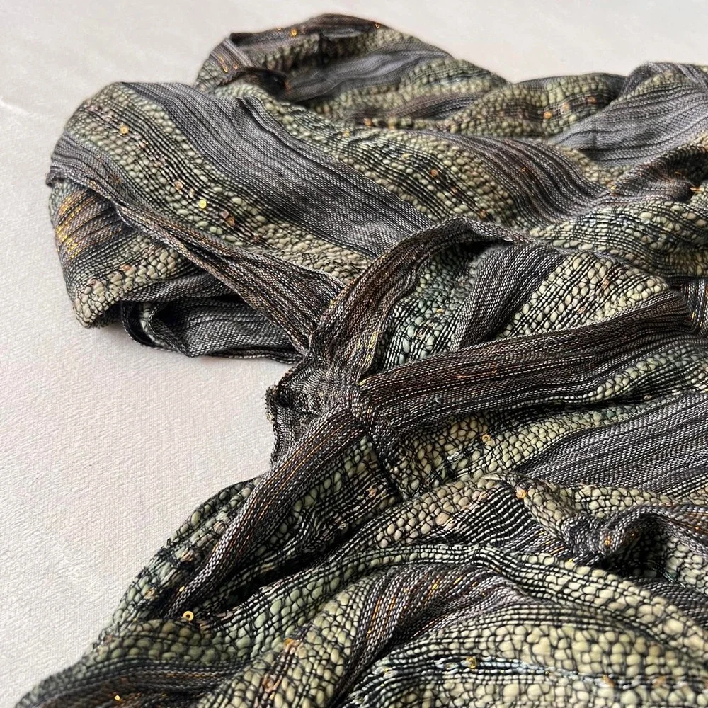 Metallic Gold Green Gray Infiniti Scarf Rock Alternative Hip Scarf Y2K